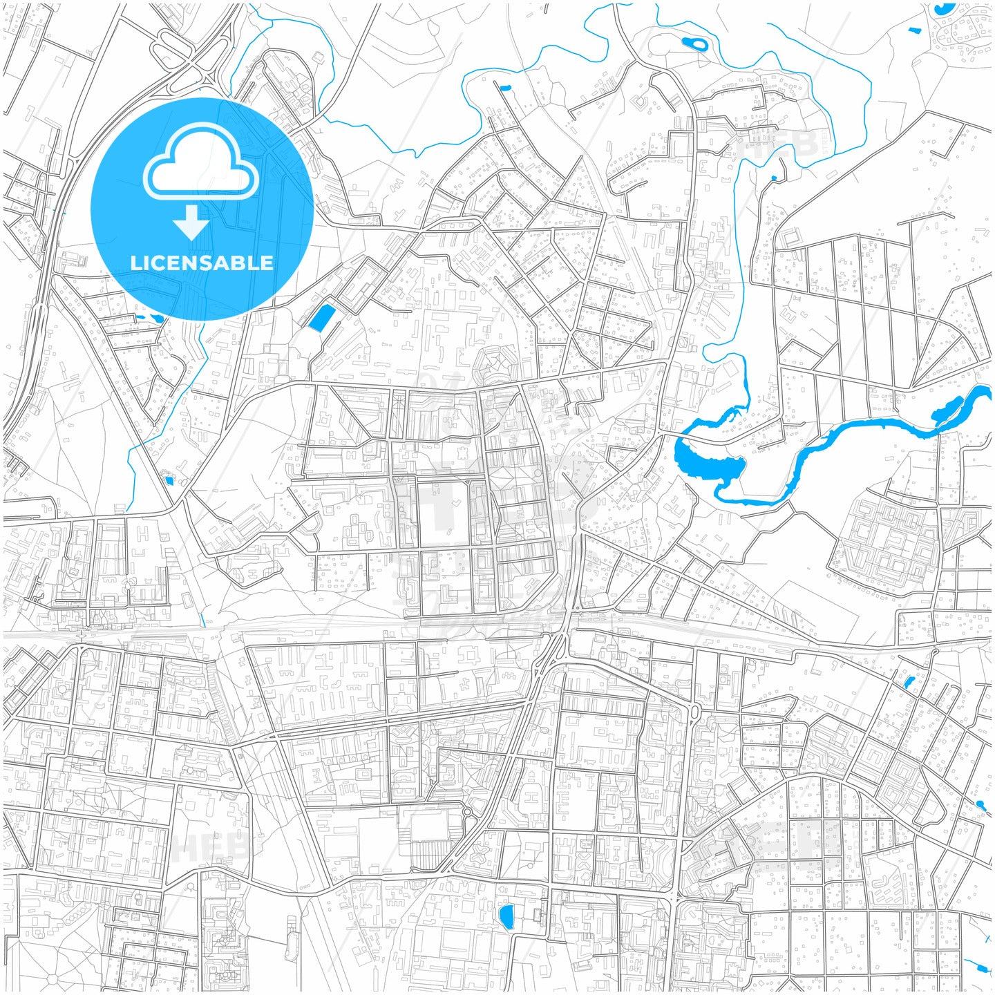 Korolyov, Moscow Oblast, Russia, city map with high quality roads.