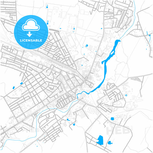 Korosten, Zhytomyr Oblast, Ukraine, city map with high quality roads.