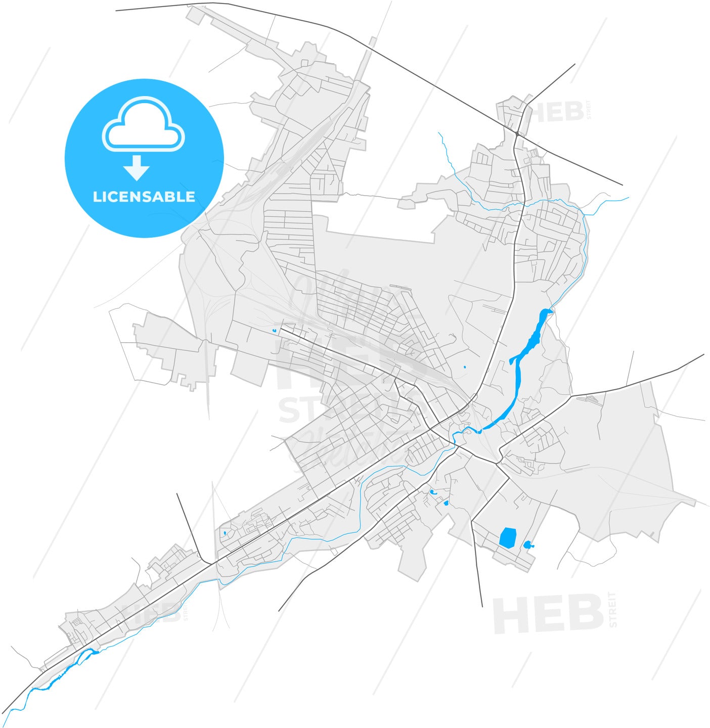 Korosten, Zhytomyr Oblast, Ukraine, high quality vector map