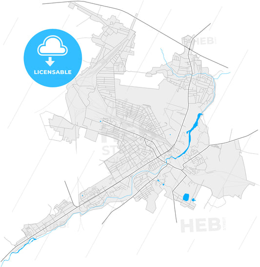 Korosten, Zhytomyr Oblast, Ukraine, high quality vector map