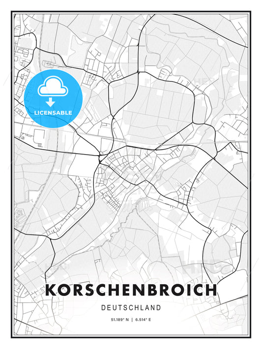 Korschenbroich, Germany, Modern Print Template in Various Formats - HEBSTREITS Sketches