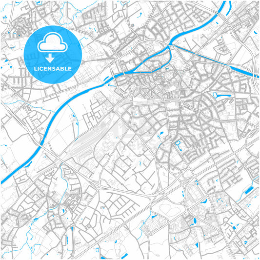 Kortrijk, West Flanders, Belgium, city map with high quality roads.