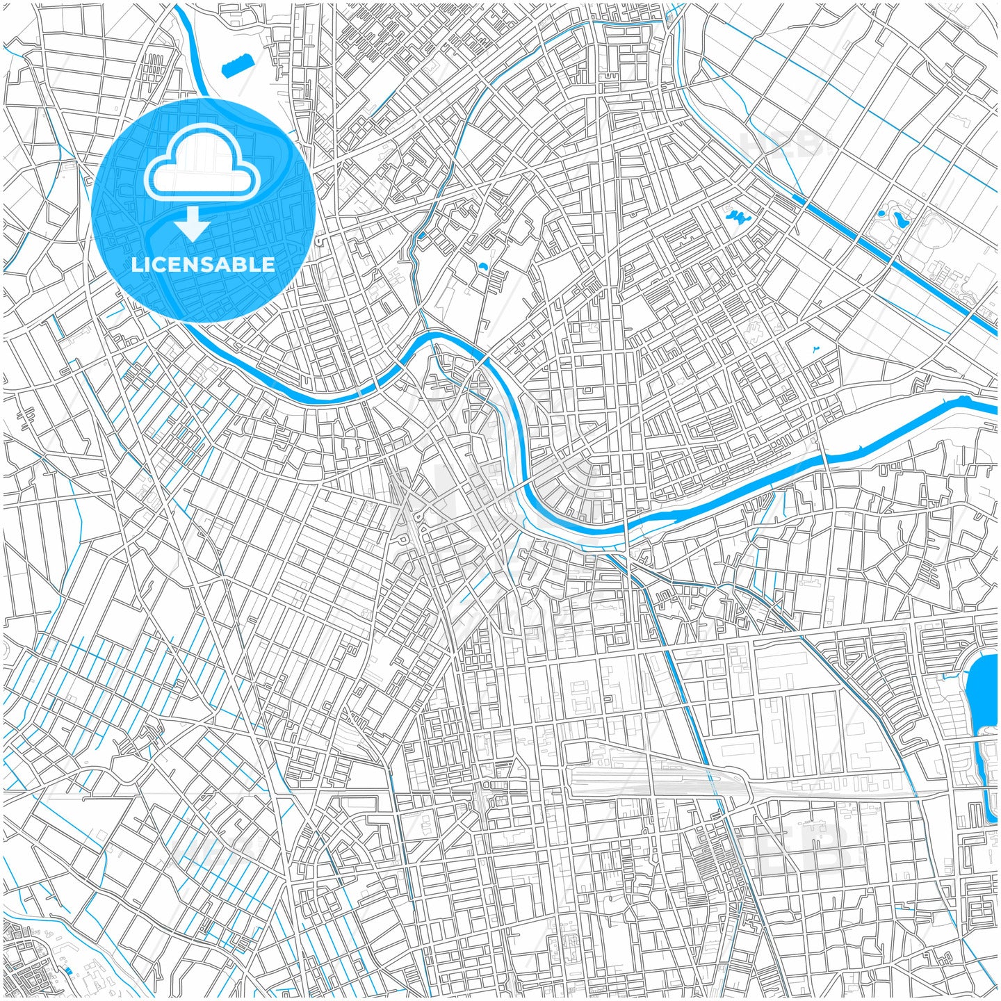 Koshigaya, Saitama, Japan, city map with high quality roads.