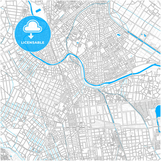 Koshigaya, Saitama, Japan, city map with high quality roads.