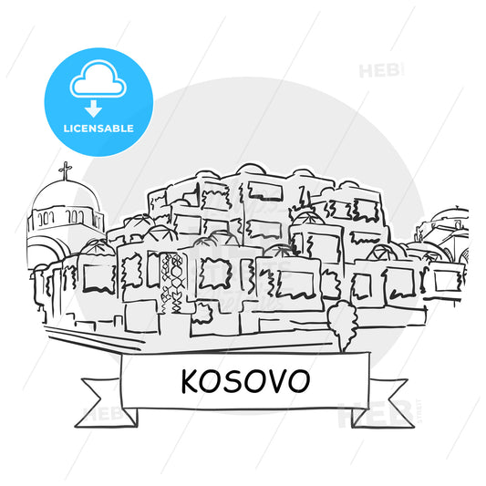 Kosovo hand-drawn urban vector sign – instant download