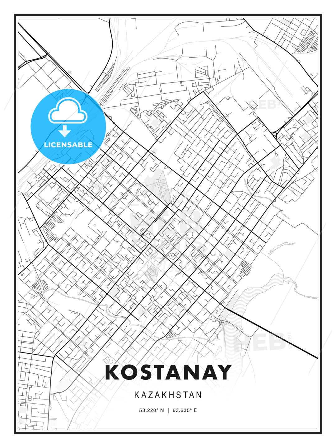 Kostanay, Kazakhstan, Modern Print Template in Various Formats - HEBSTREITS Sketches