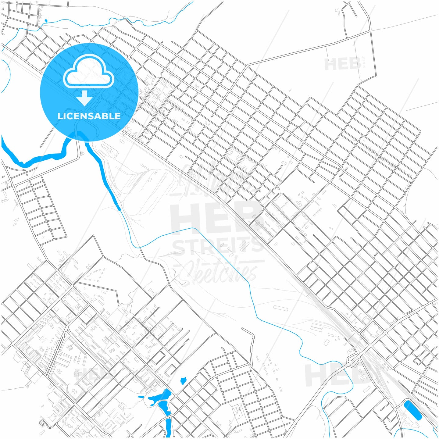 Kostiantynivka, Donetsk Oblast, Ukraine, city map with high quality roads.