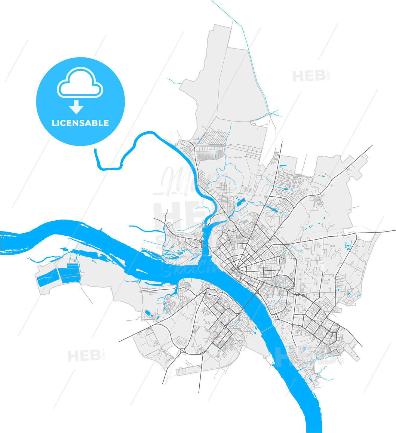 Kostroma, Kostroma Oblast, Russia, high quality vector map