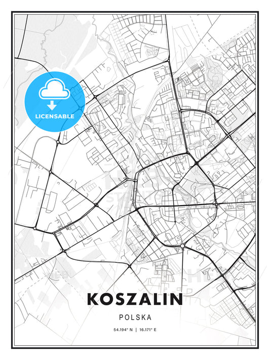 Koszalin, Poland, Modern Print Template in Various Formats - HEBSTREITS Sketches