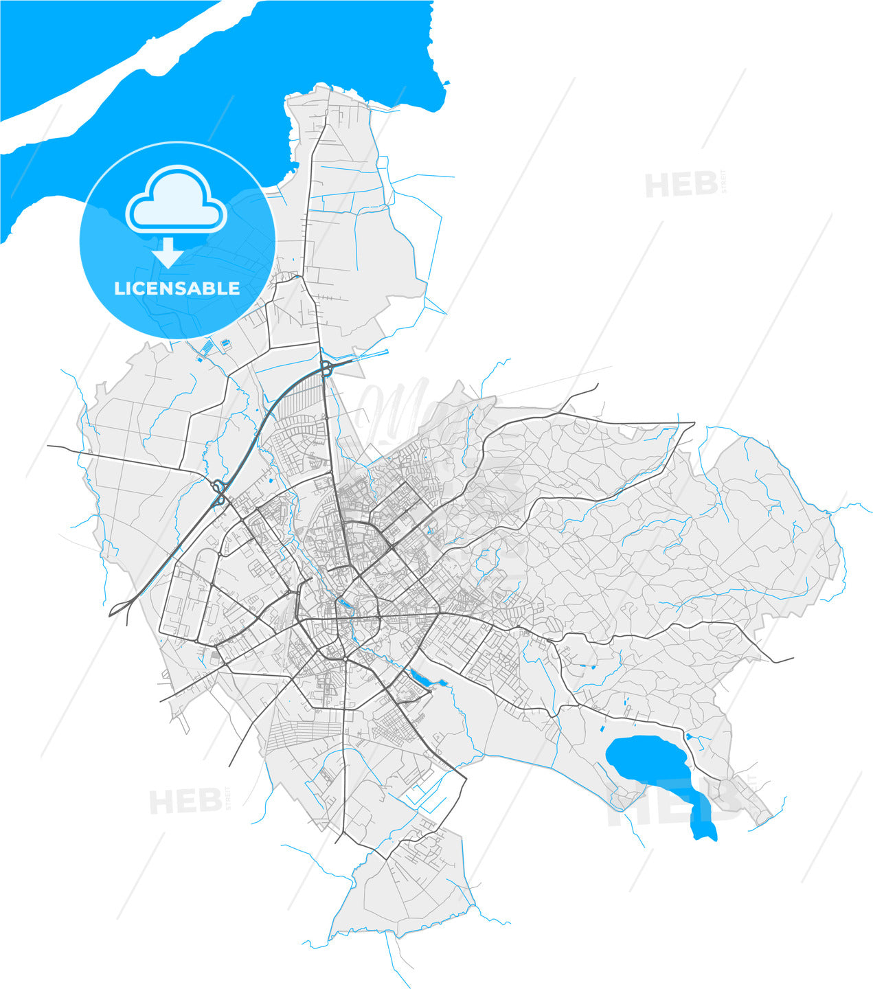 Koszalin, West Pomeranian, Poland, high quality vector map