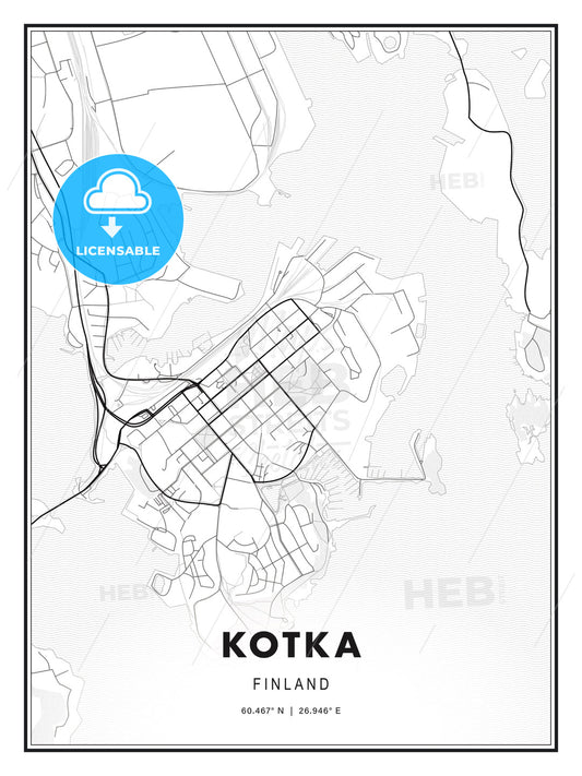 Kotka, Finland, Modern Print Template in Various Formats - HEBSTREITS Sketches