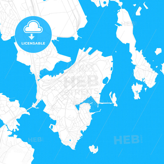 Kotka, Finland PDF vector map with water in focus