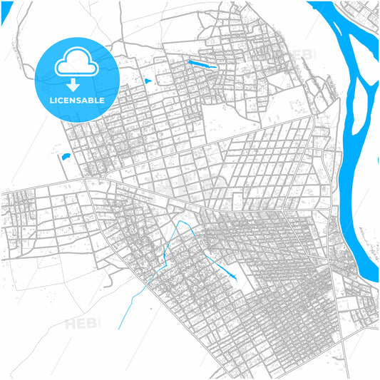 Kousseri, Cameroon, city map with high quality roads.