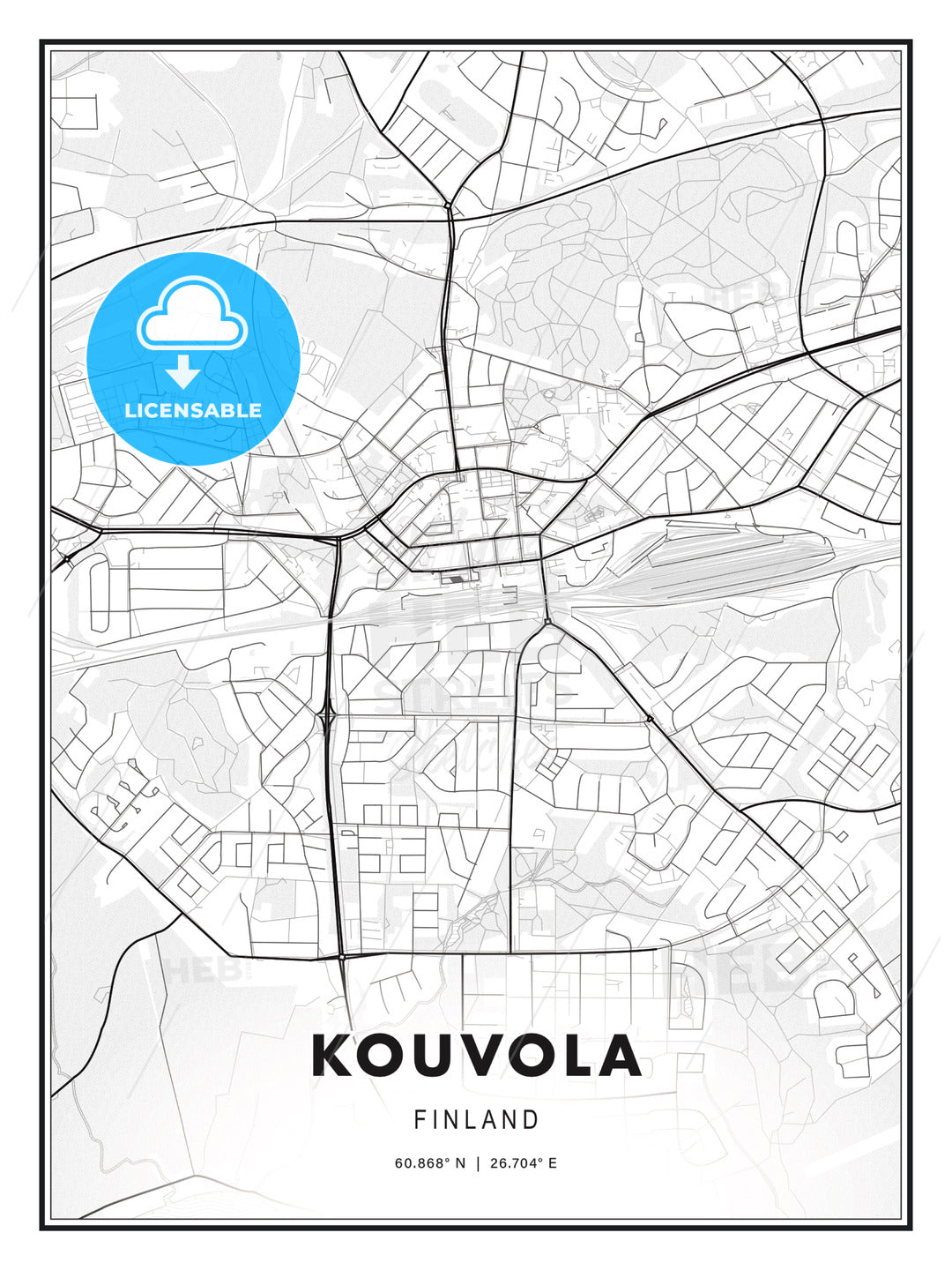 Kouvola, Finland, Modern Print Template in Various Formats - HEBSTREITS Sketches