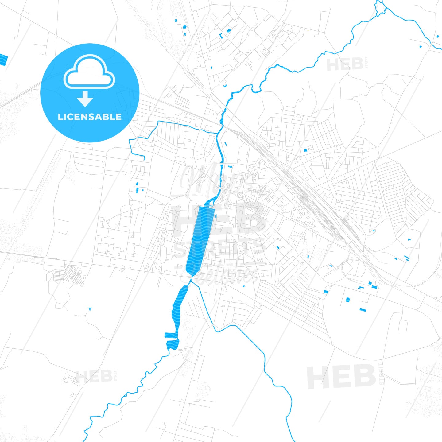 Kovel, Ukraine PDF vector map with water in focus