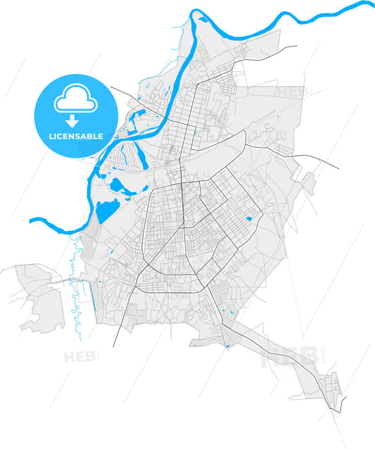 Kovrov, Vladimir Oblast, Russia, high quality vector map