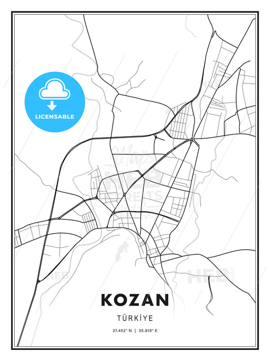 Kozan, Turkey, Modern Print Template in Various Formats - HEBSTREITS Sketches