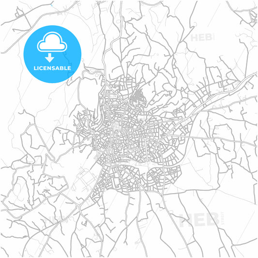 Kozani, Western Macedonia, Greece, city map with high quality roads.