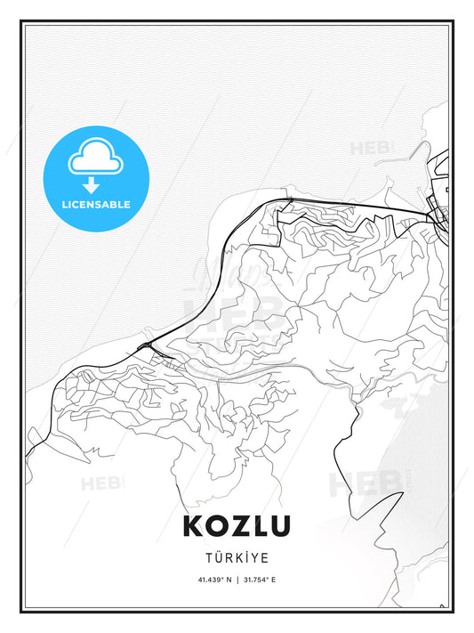 Kozlu, Turkey, Modern Print Template in Various Formats - HEBSTREITS Sketches