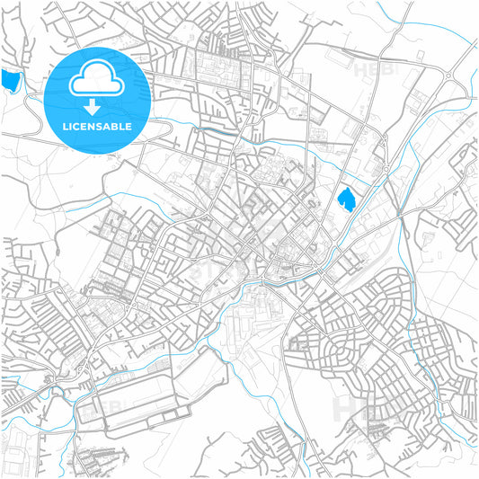 Kragujevac, Šumadija, Serbia, city map with high quality roads.