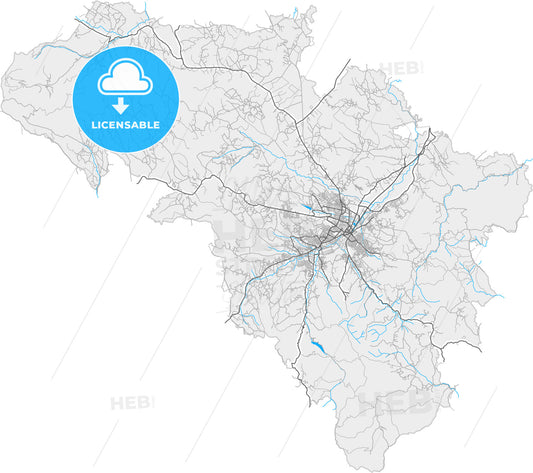 Kragujevac, Šumadija, Serbia, high quality vector map