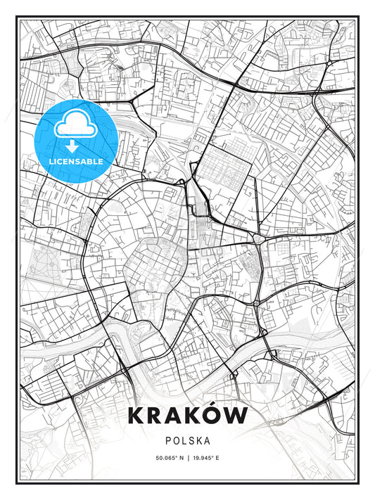 Kraków, Poland, Modern Print Template in Various Formats - HEBSTREITS Sketches