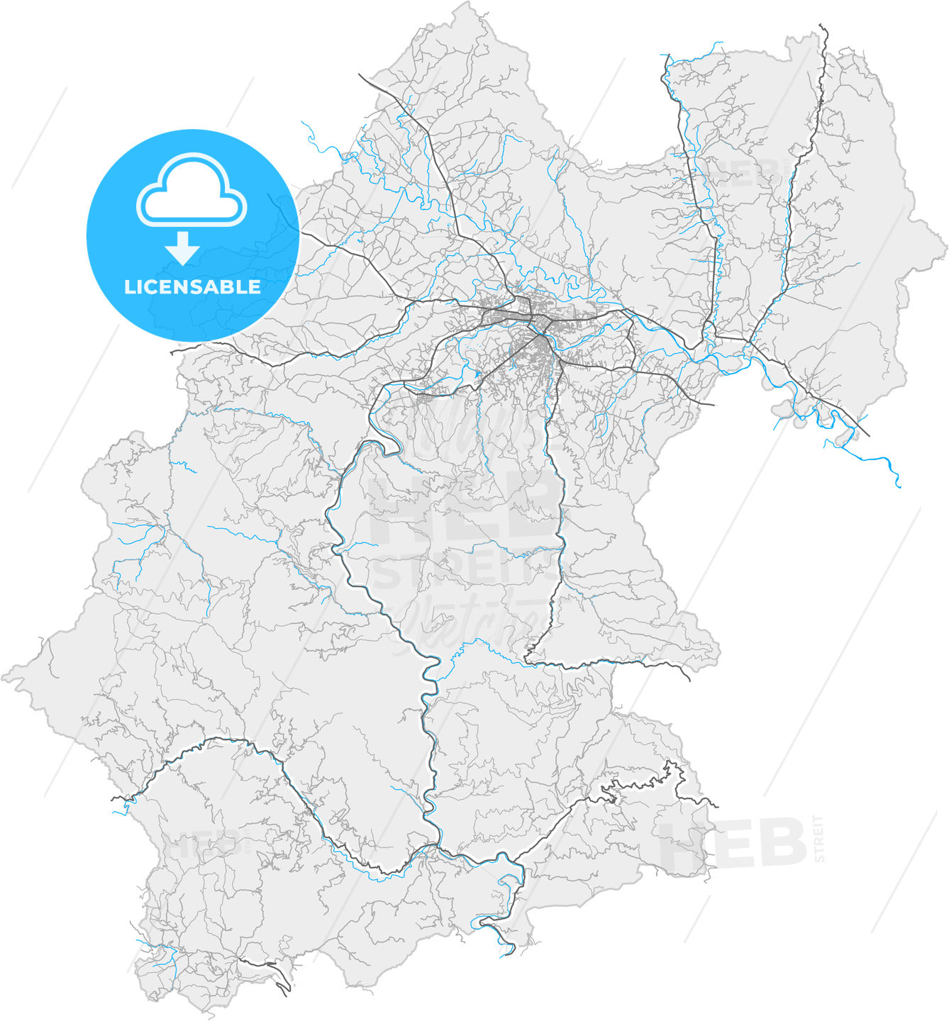 Kraljevo, Raška, Serbia, high quality vector map
