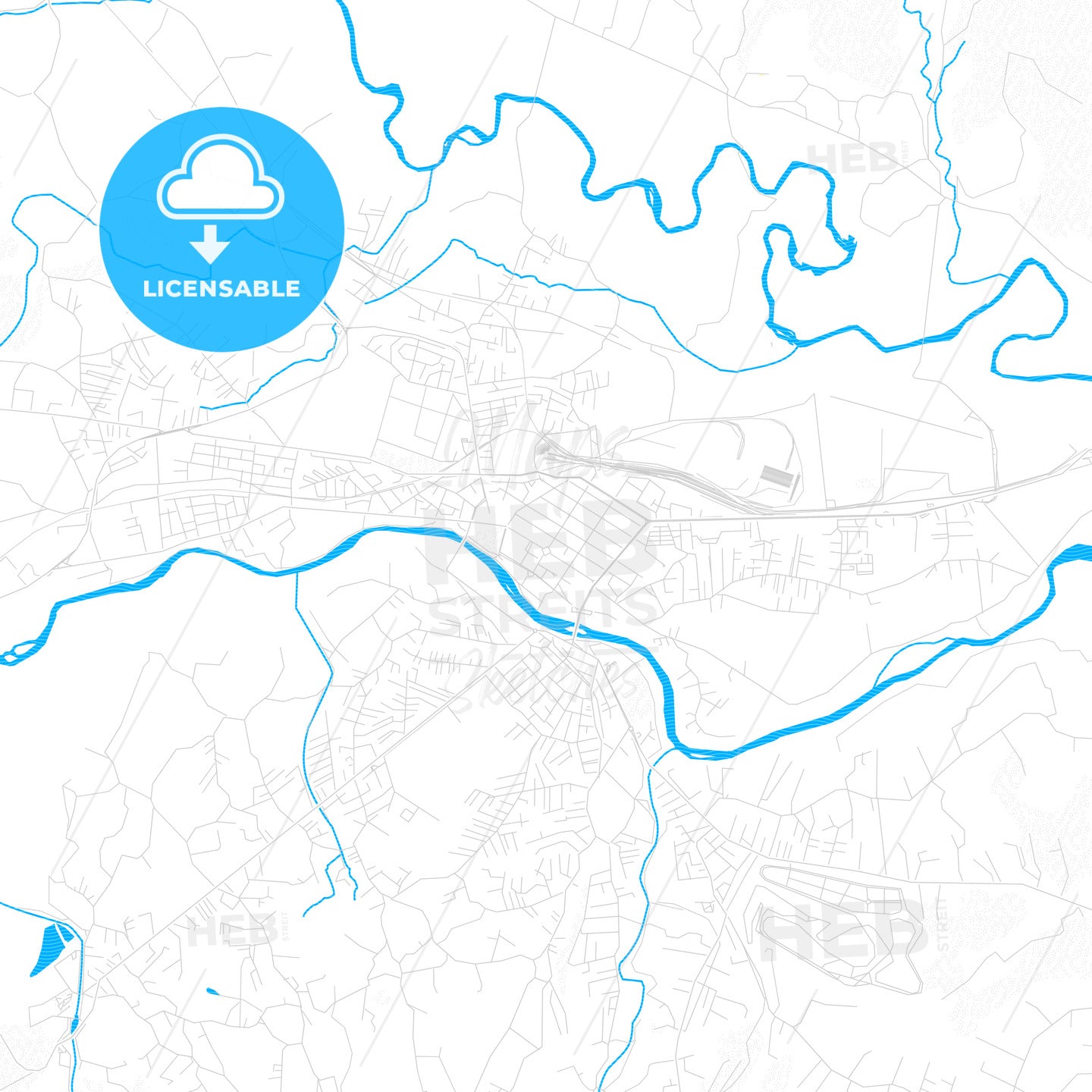 Kraljevo, Serbia PDF vector map with water in focus