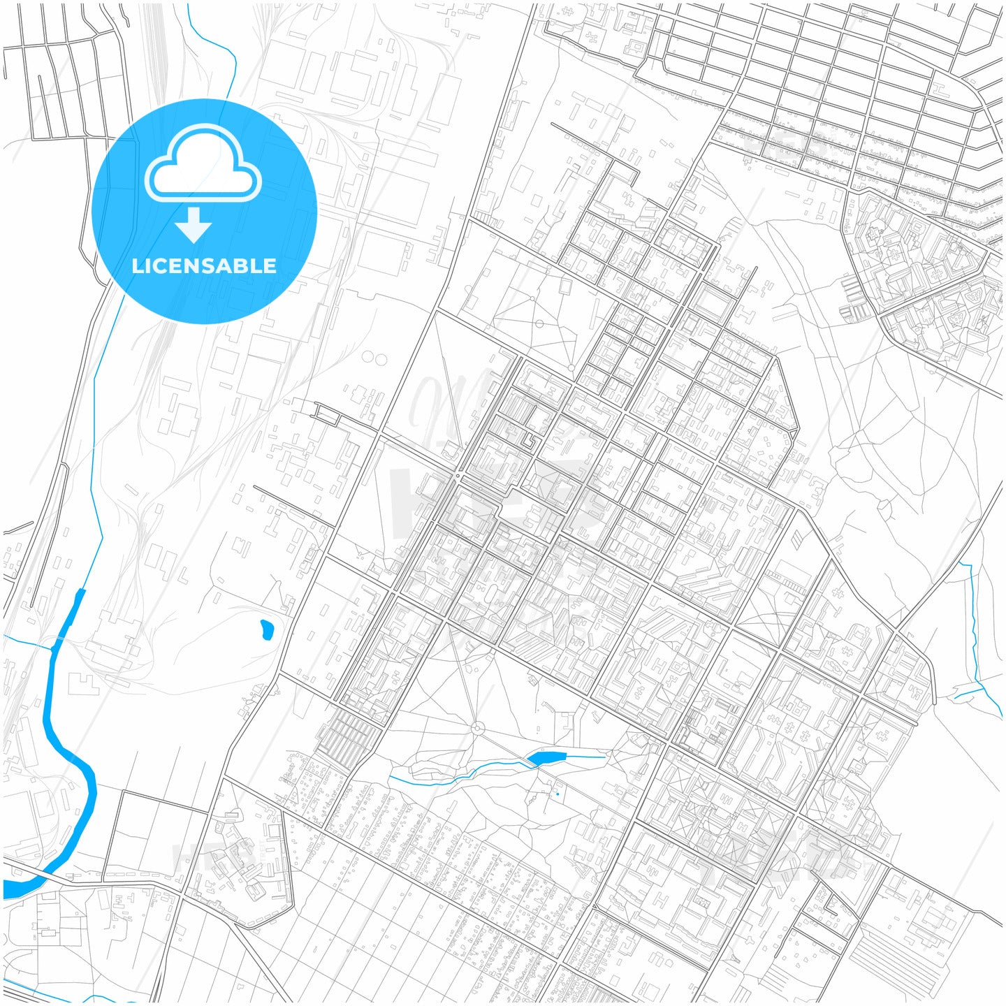 Kramatorsk, Donetsk Oblast, Ukraine, city map with high quality roads.