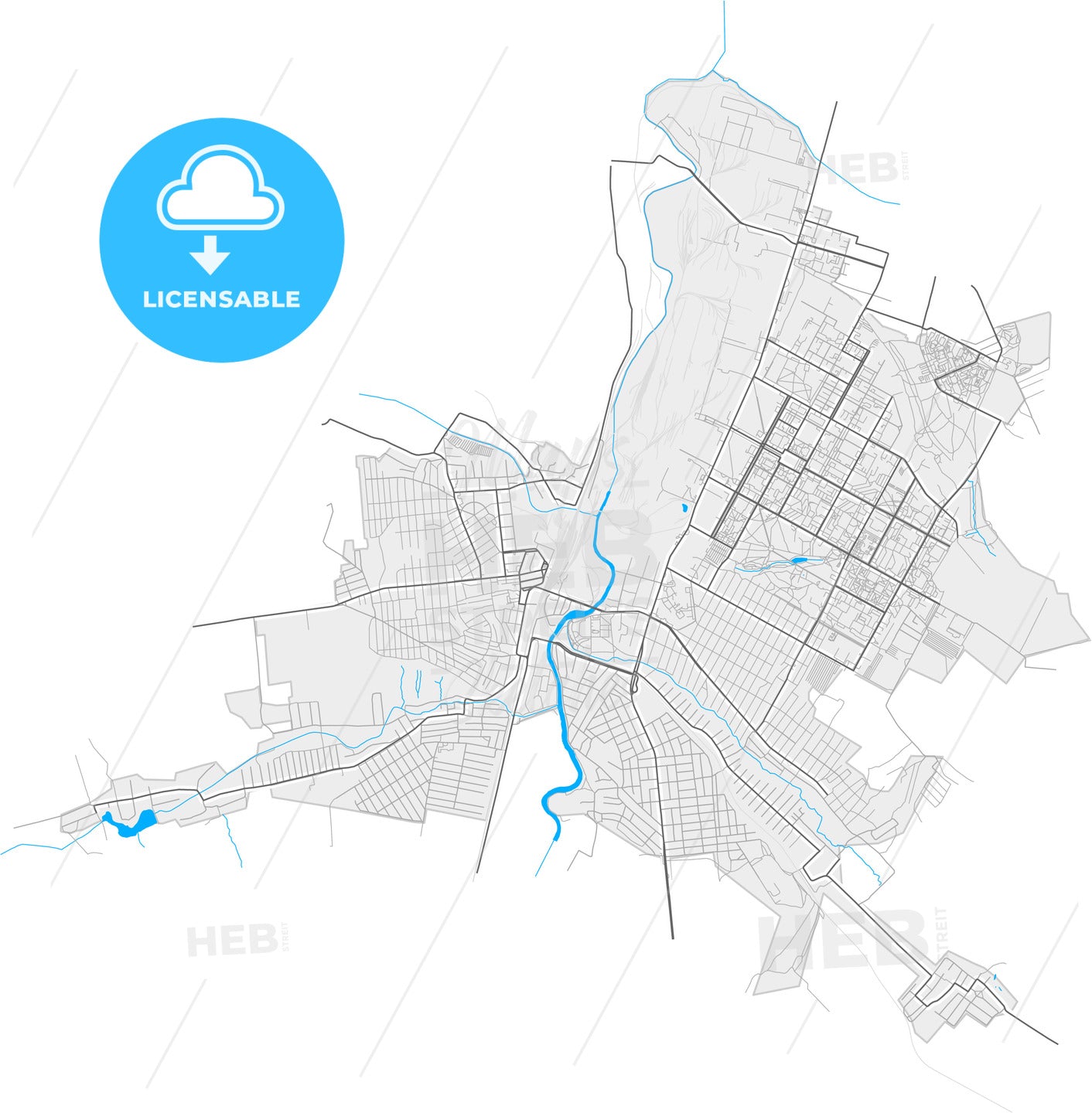 Kramatorsk, Donetsk Oblast, Ukraine, high quality vector map