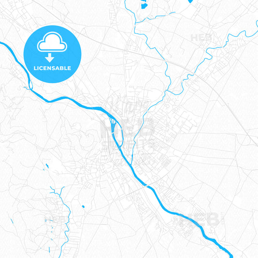 Kranj, Slovenia PDF vector map with water in focus
