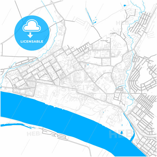 Krasnokamsk, Perm Krai, Russia, city map with high quality roads.