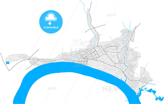 Krasnokamsk, Perm Krai, Russia, high quality vector map