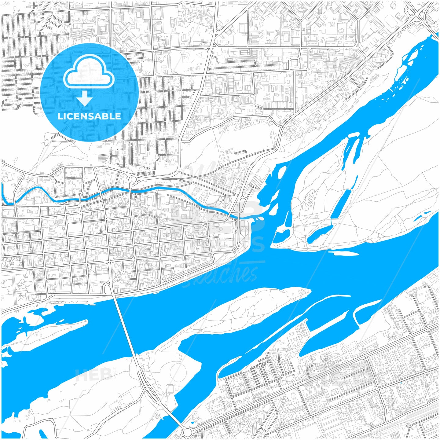 Krasnoyarsk, Krasnoyarsk Krai, Russia, city map with high quality roads.