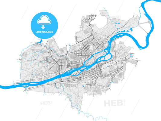 Krasnoyarsk, Krasnoyarsk Krai, Russia, high quality vector map