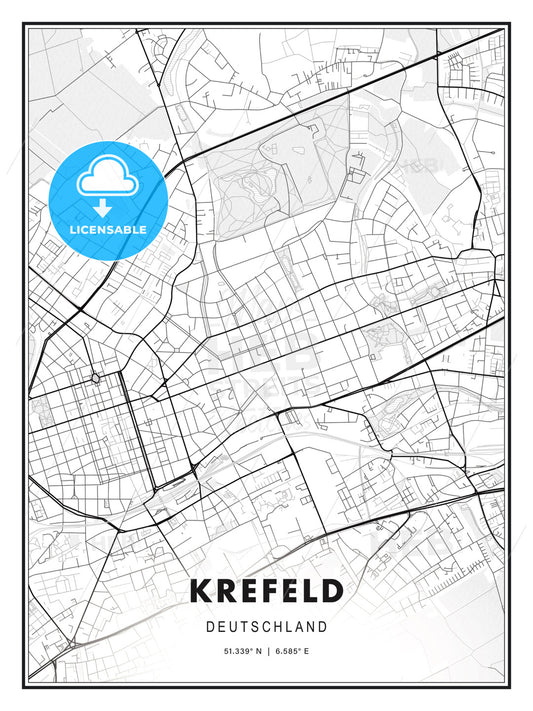 Krefeld, Germany, Modern Print Template in Various Formats - HEBSTREITS Sketches