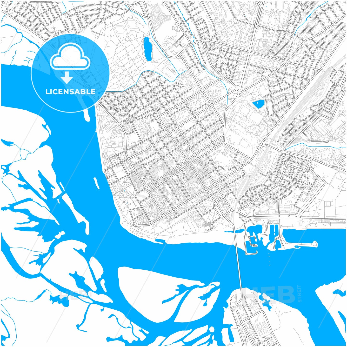 Kremenchuk, Poltava Oblast, Ukraine, city map with high quality roads.