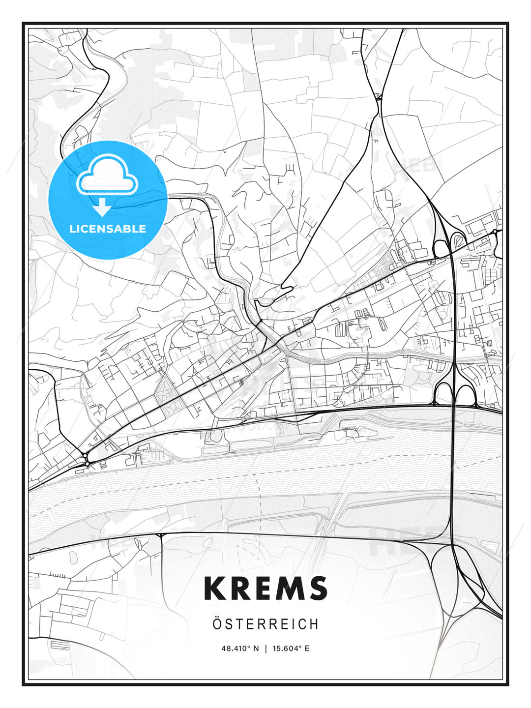 Krems, Austria, Modern Print Template in Various Formats - HEBSTREITS Sketches