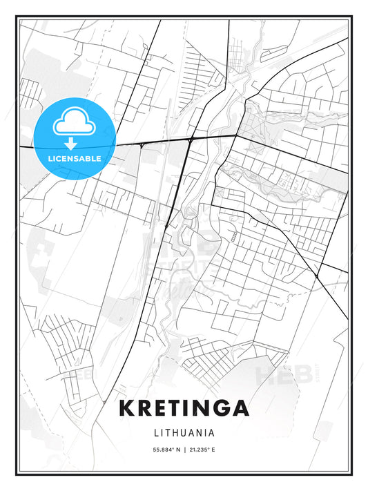 Kretinga, Lithuania, Modern Print Template in Various Formats - HEBSTREITS Sketches