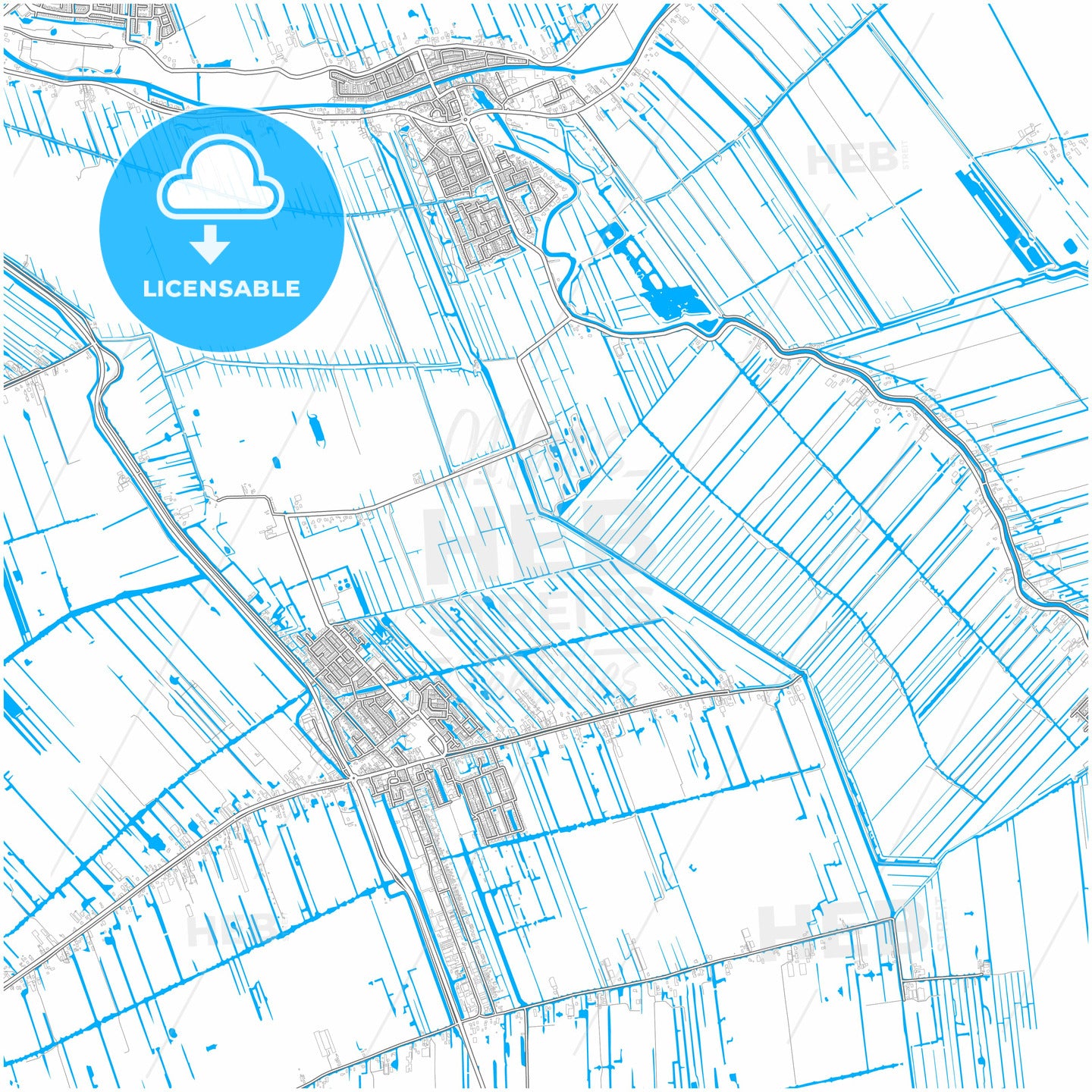 Krimpenerwaard, South Holland, Netherlands, city map with high quality roads.