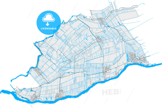 Krimpenerwaard, South Holland, Netherlands, high quality vector map