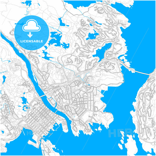 Kristiansand, Vest-Agder, Norway, city map with high quality roads.