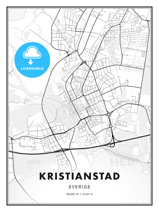 Kristianstad, Sweden, Modern Print Template in Various Formats - HEBSTREITS Sketches