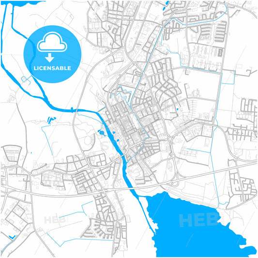 Kristianstad, Sweden, city map with high quality roads.