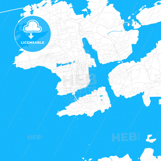 Kristiansund, Norway PDF vector map with water in focus