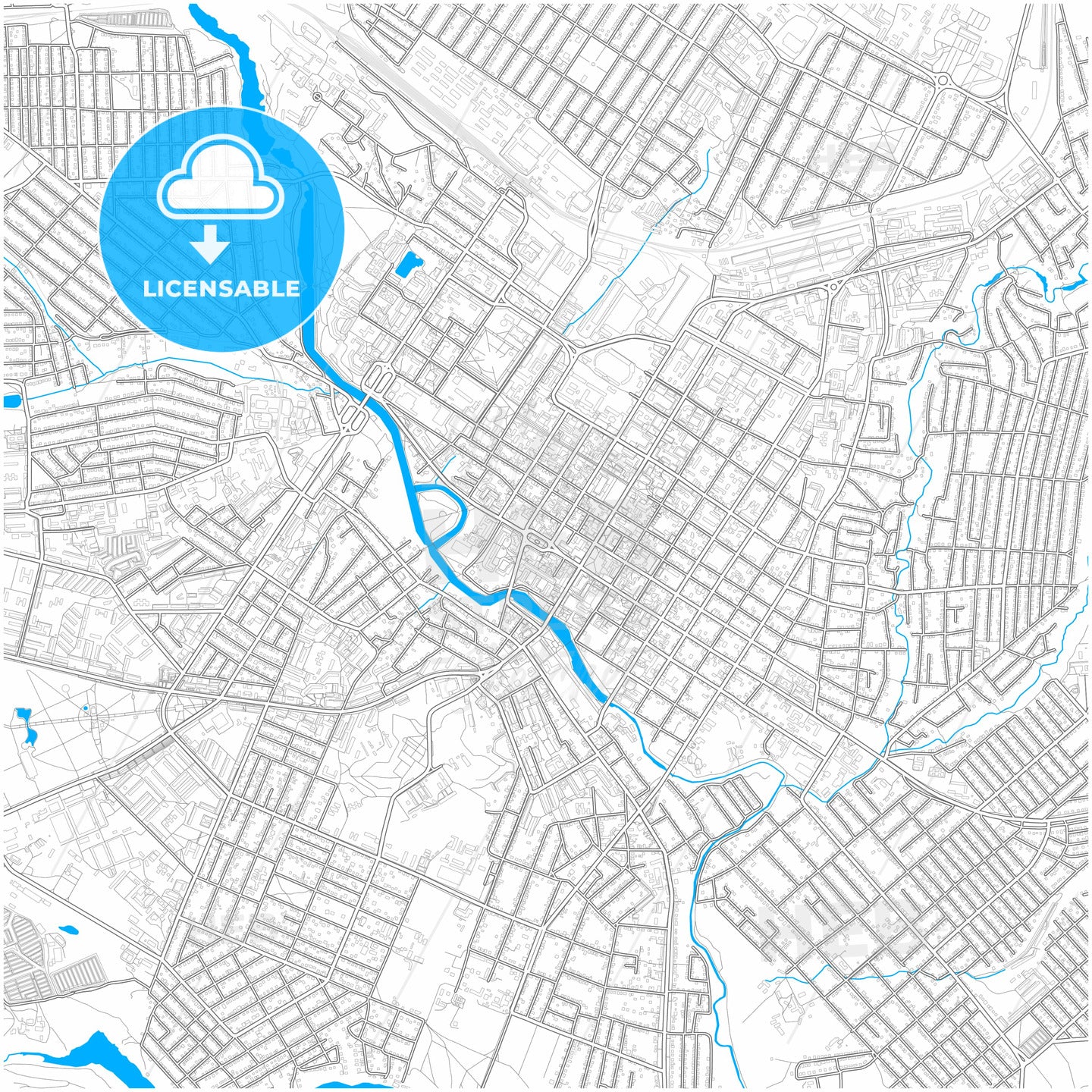 Kropyvnytskyi, Kirovohrad Oblast, Ukraine, city map with high quality roads.