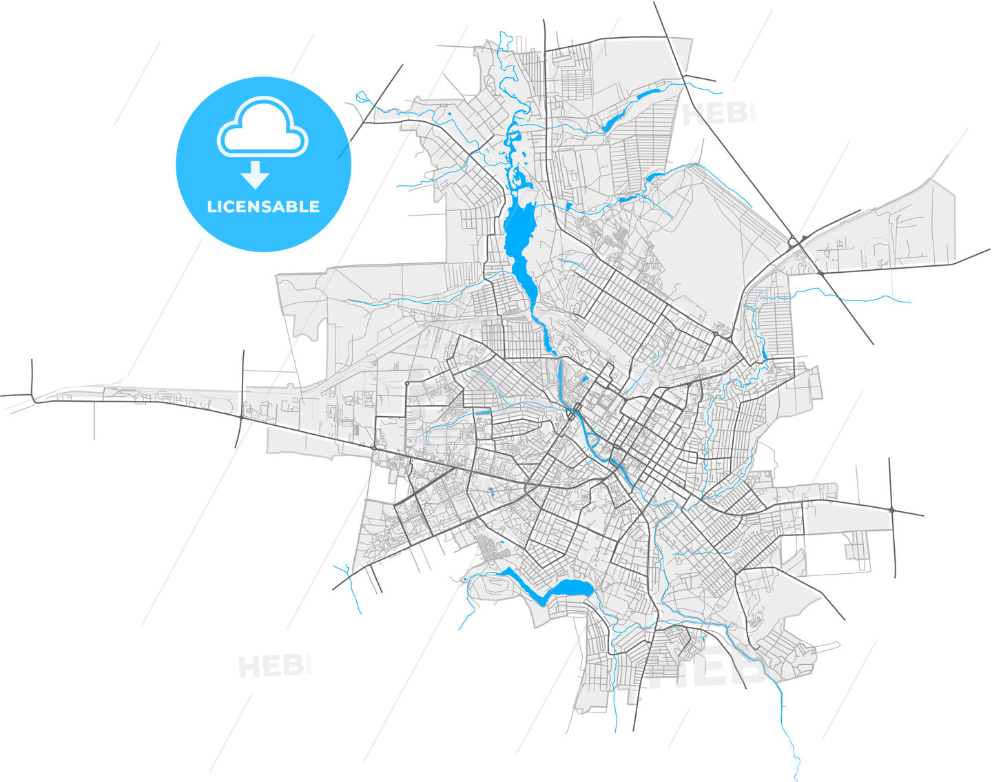 Kropyvnytskyi, Kirovohrad Oblast, Ukraine, high quality vector map