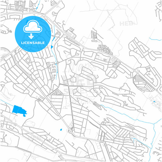 Krugersdorp, South Africa, city map with high quality roads.