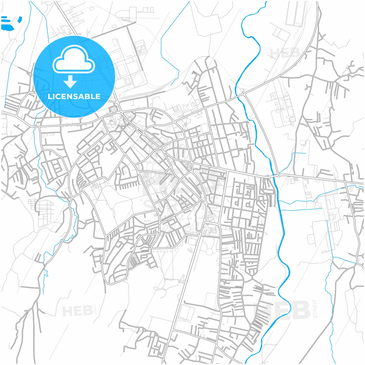 Kruševac, Rasina, Serbia, city map with high quality roads.