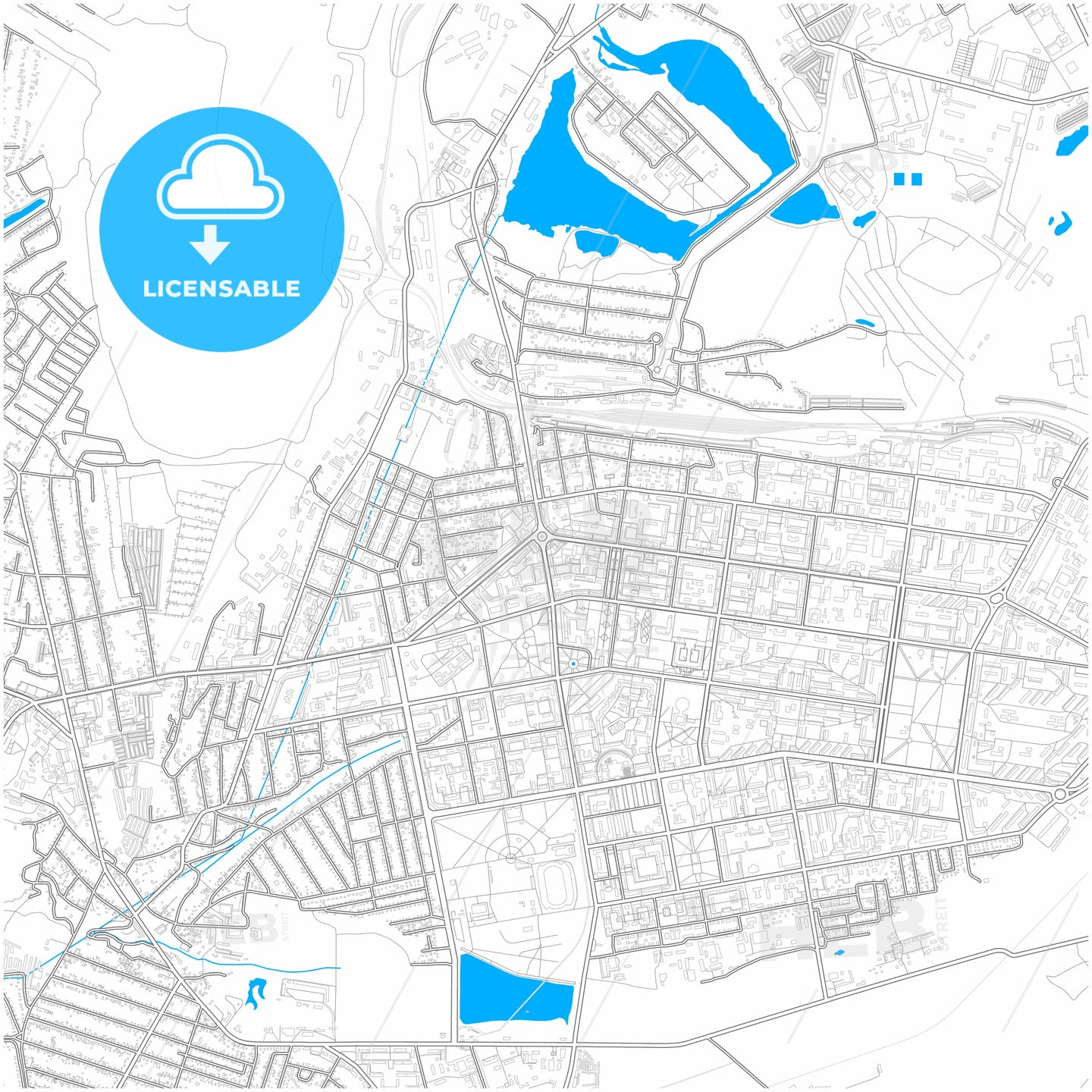 Kryvyi Rih, Dnipropetrovsk Oblast, Ukraine, city map with high quality roads.